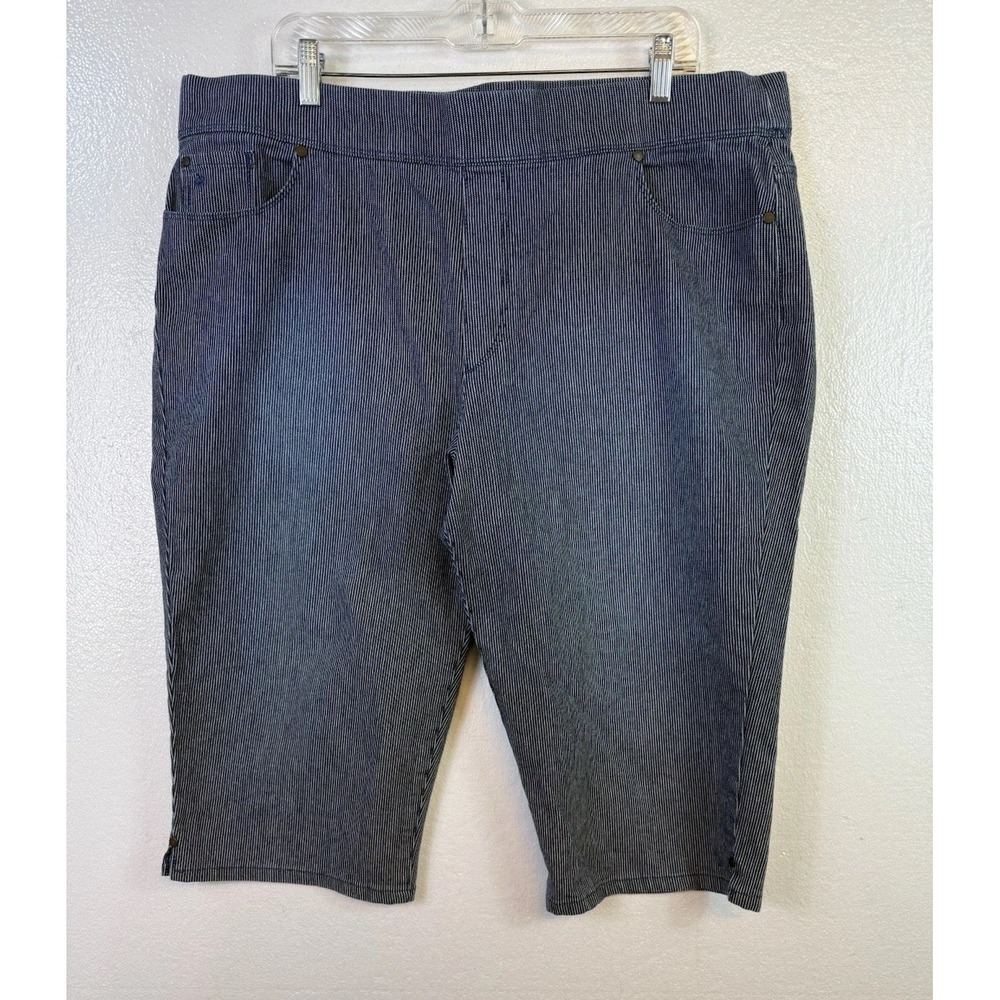 Gloria Vanderbilt Avery All Around Slimming Capris Jeans Womens 18 Blue Striped